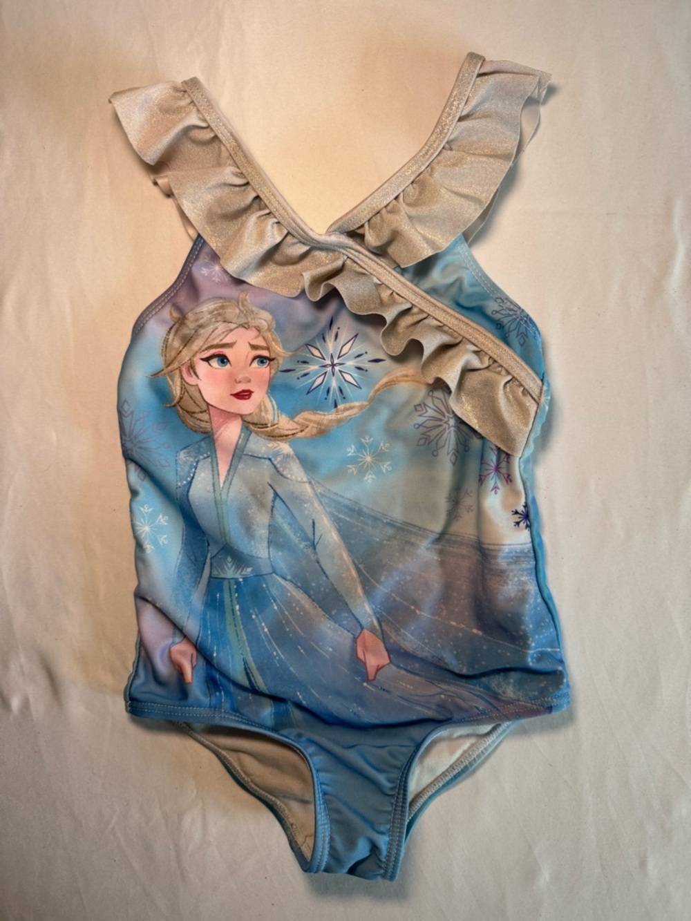 Disney Frozen II Blue and Cream Ruffle Swimsuit